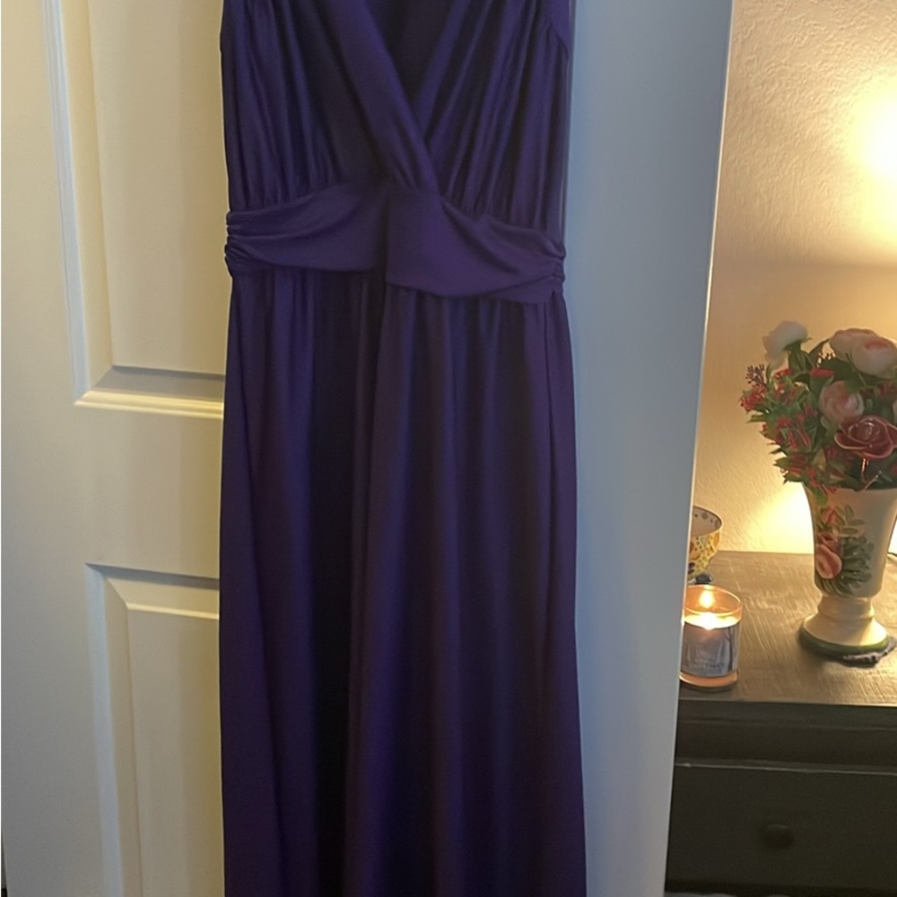 KOh Purple Ruched Maxi Gown for Weddings